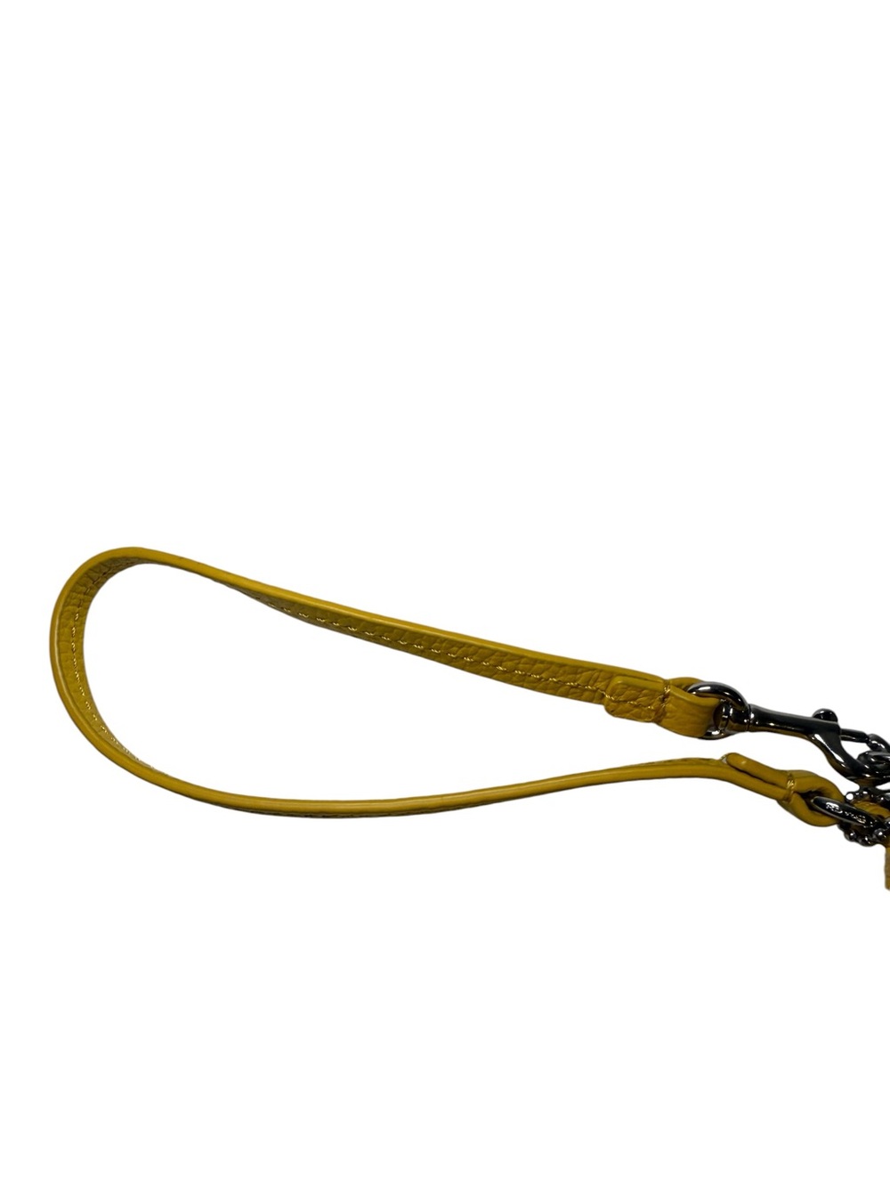Coach Pebble Leather Corner Zip Wristlet with Sherpa Trim Honeycomb Yellow - Picture 5 of 12